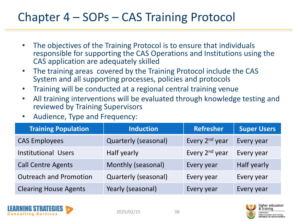 chapter 4 sops cas training protocol