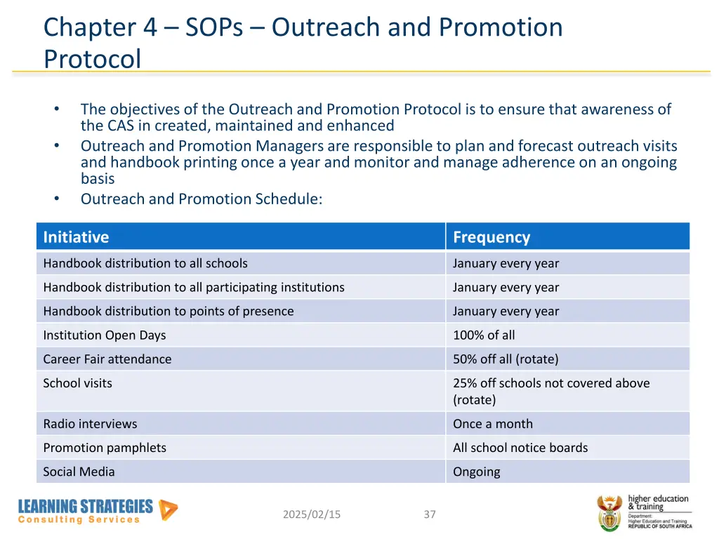 chapter 4 sops outreach and promotion protocol