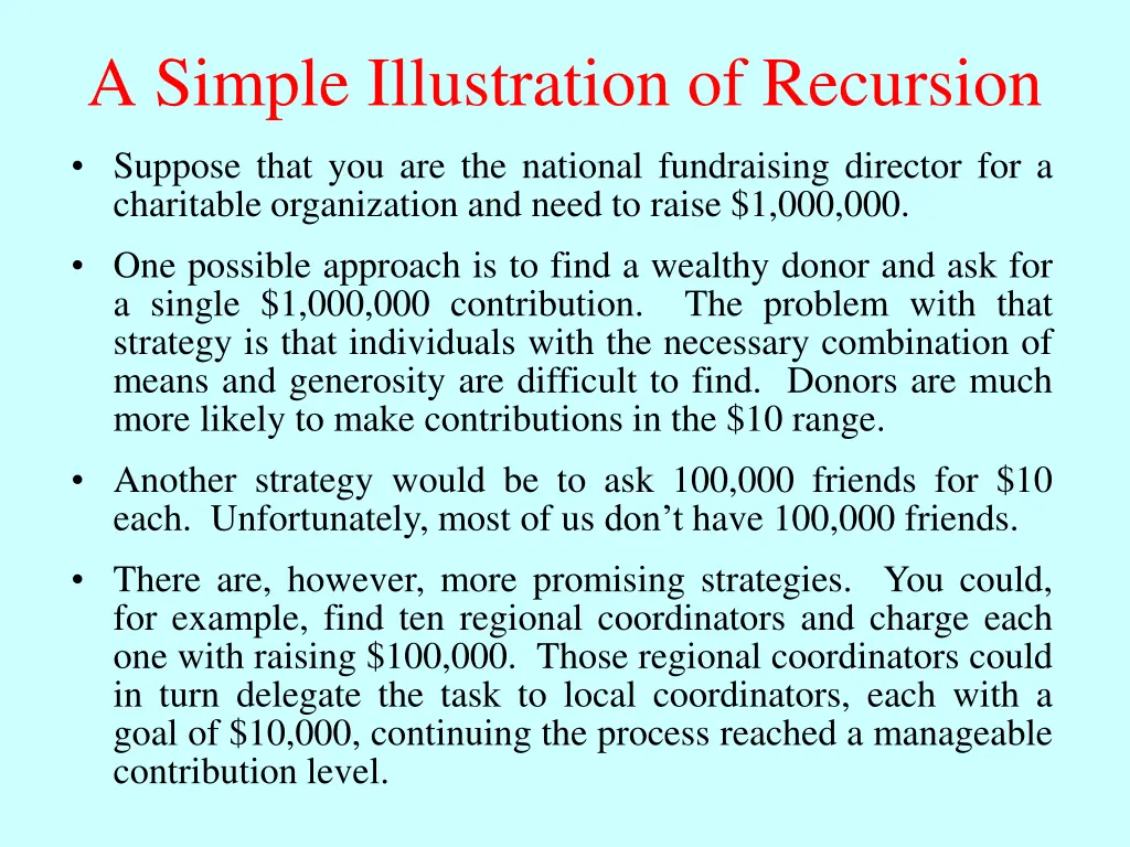 a simple illustration of recursion
