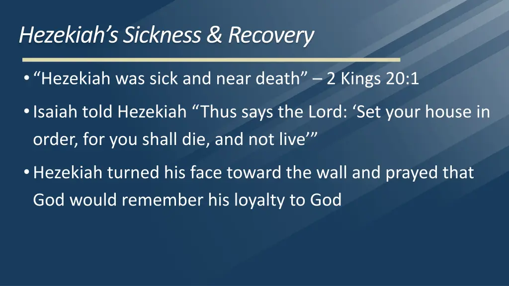 hezekiah s sickness recovery 1