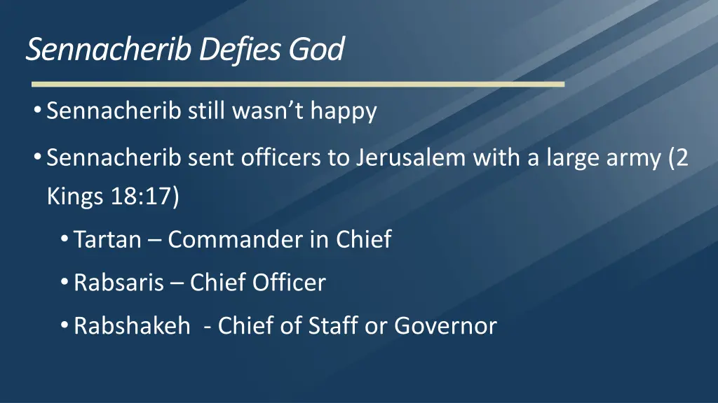 sennacherib defies god