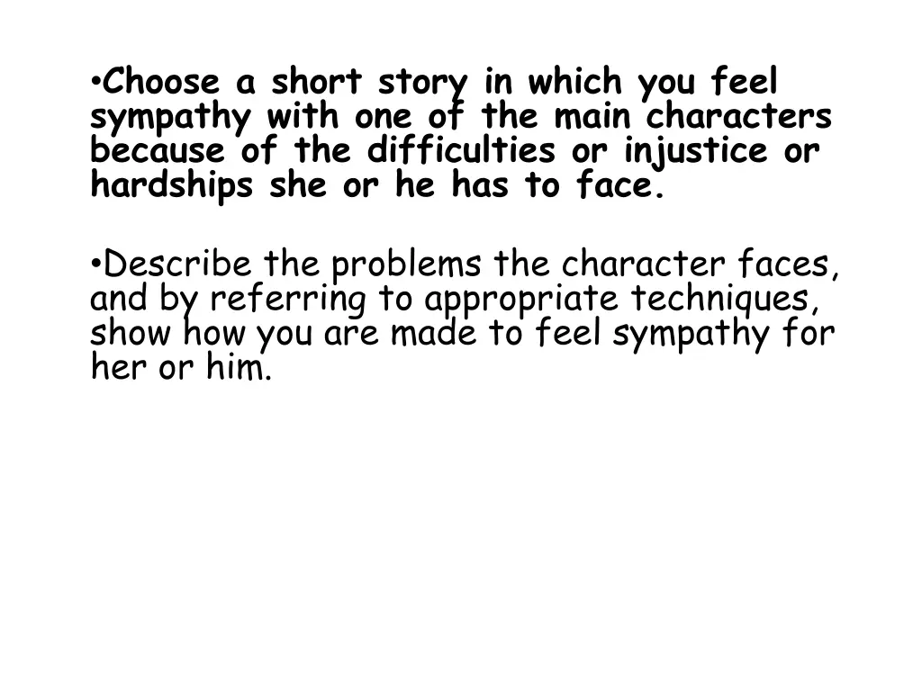 choose a short story in which you feel sympathy