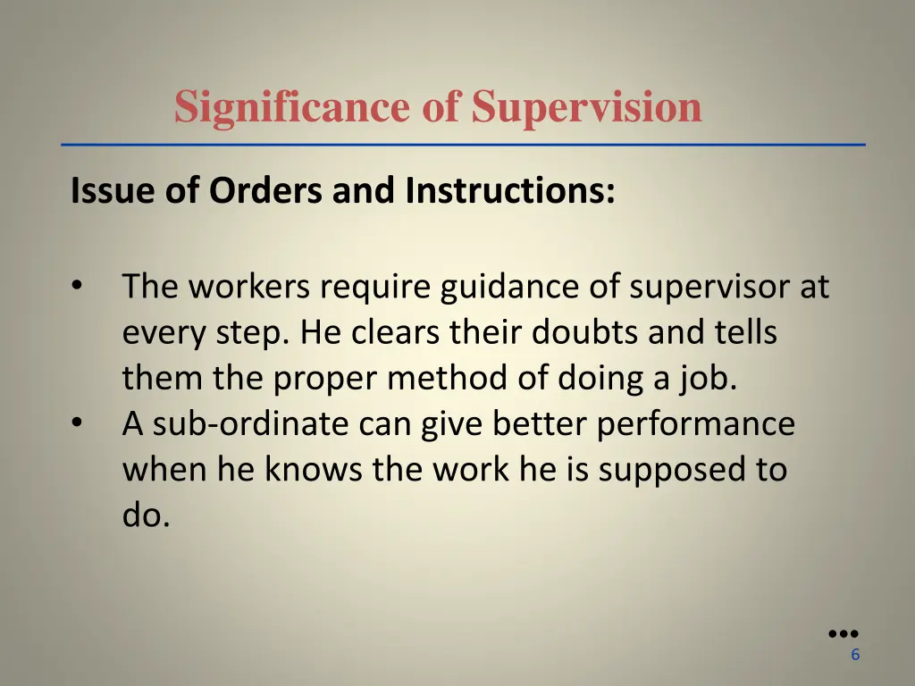 significance of supervision