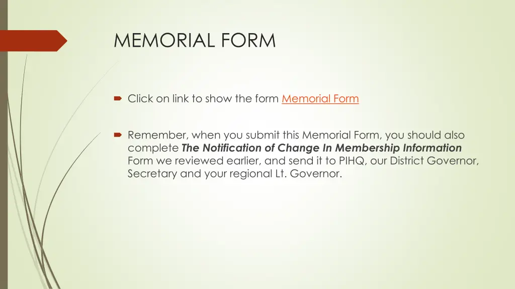 memorial form