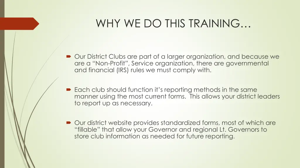 why we do this training