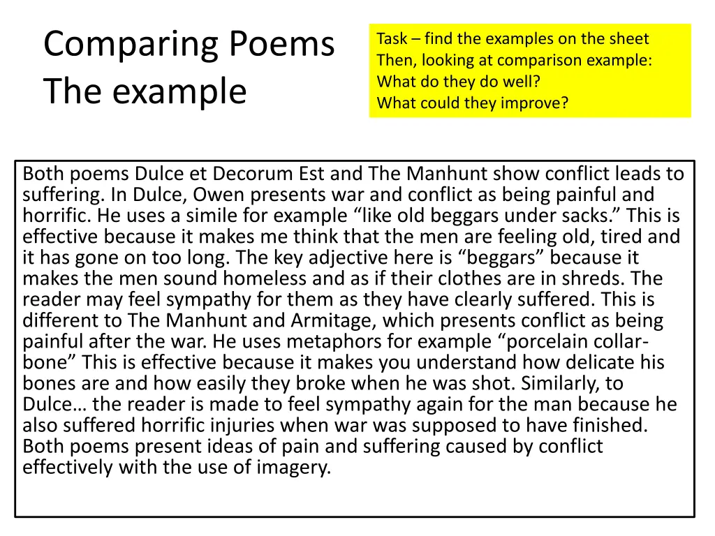 comparing poems the example