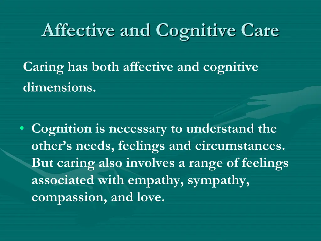affective and cognitive care