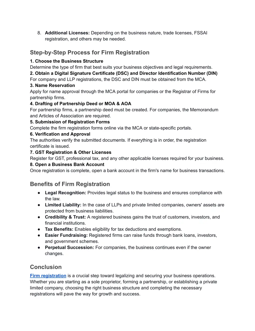 8 additional licenses depending on the business
