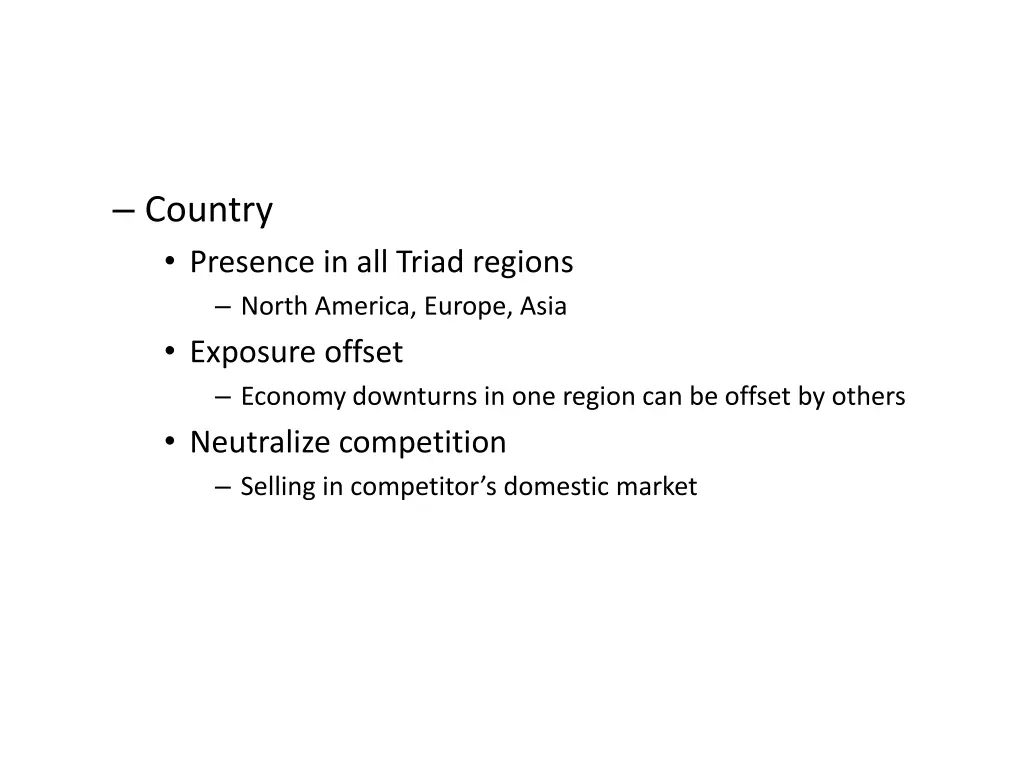 country presence in all triad regions north