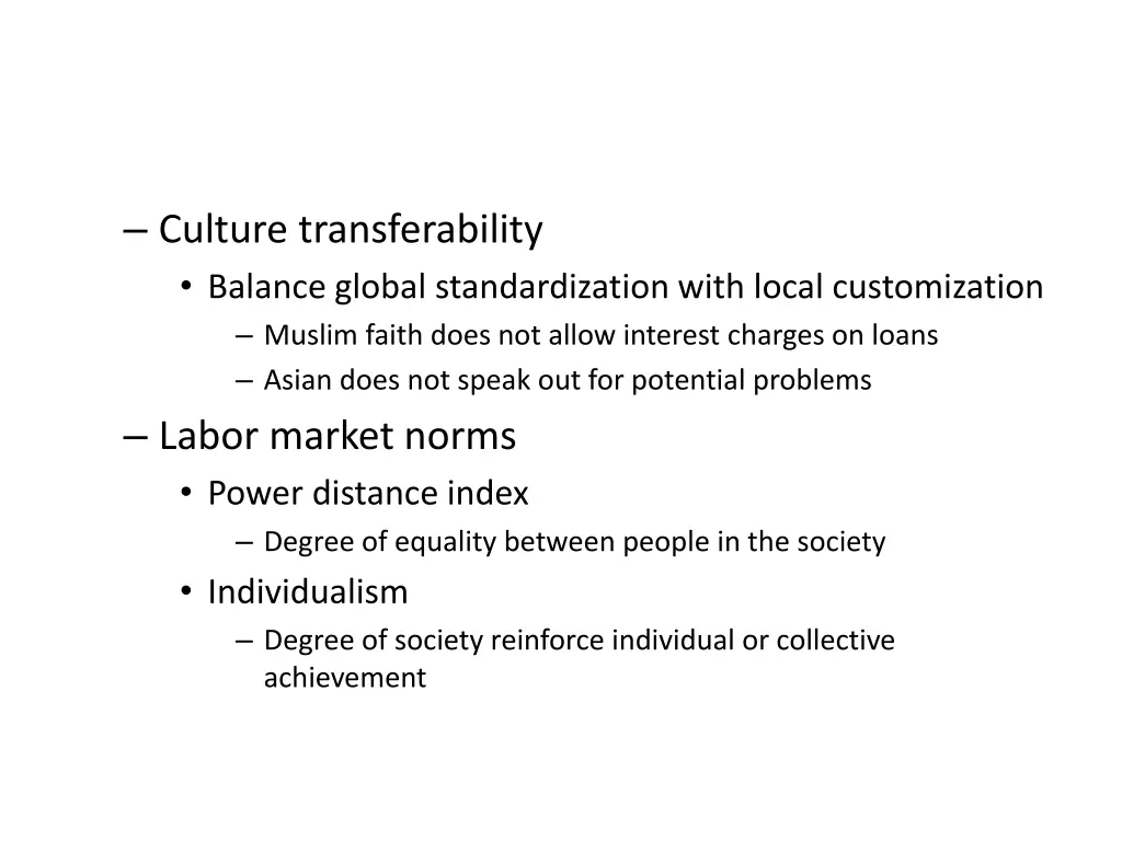 culture transferability balance global