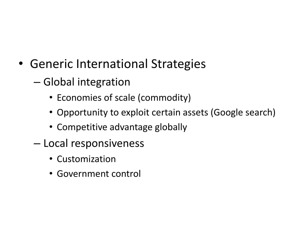 generic international strategies global