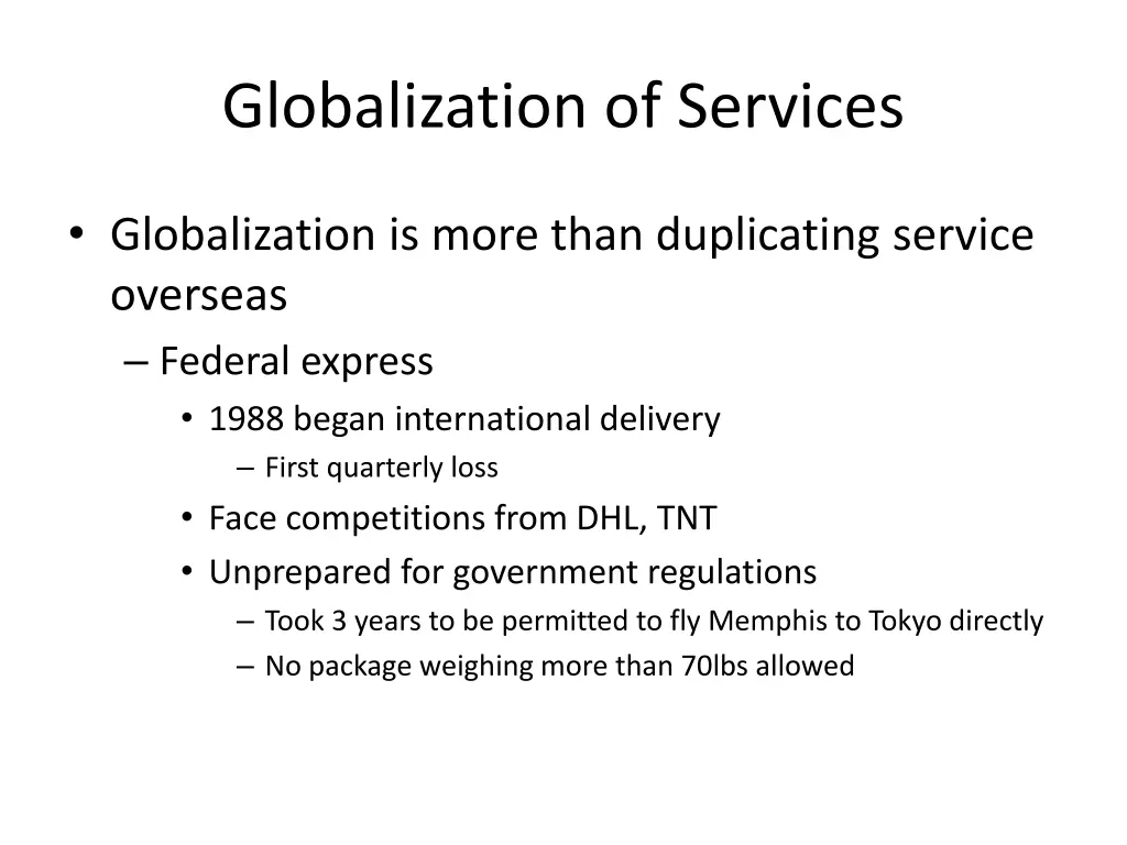 globalization of services