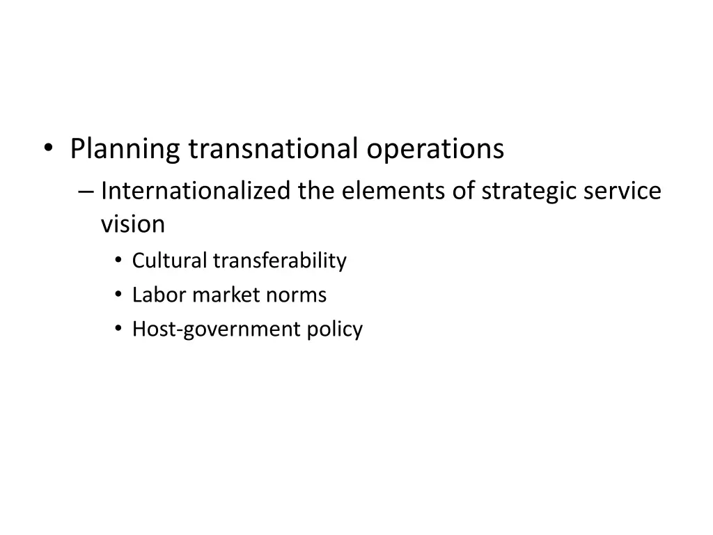 planning transnational operations