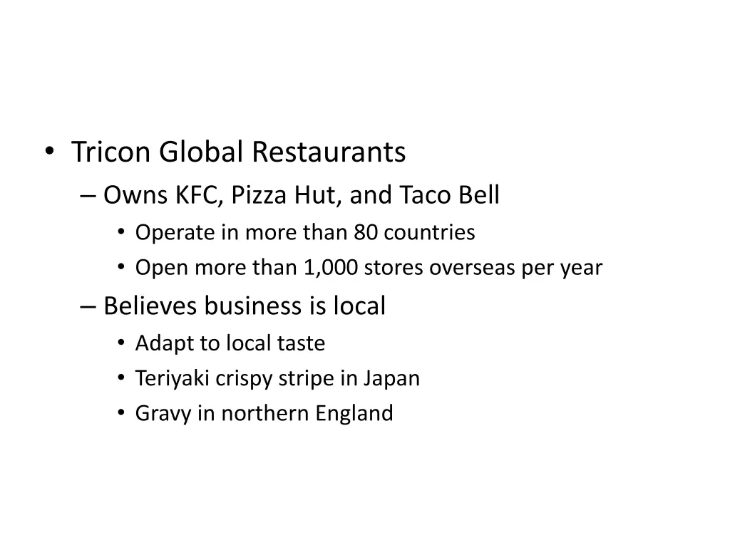 tricon global restaurants owns kfc pizza