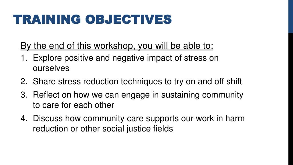 training objectives training objectives