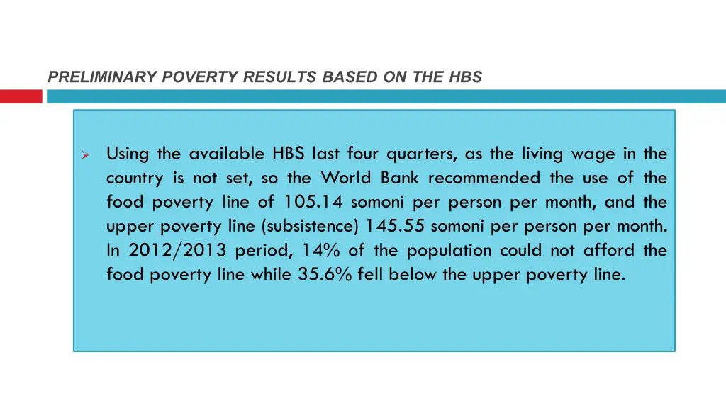 preliminary poverty results based on the hbs