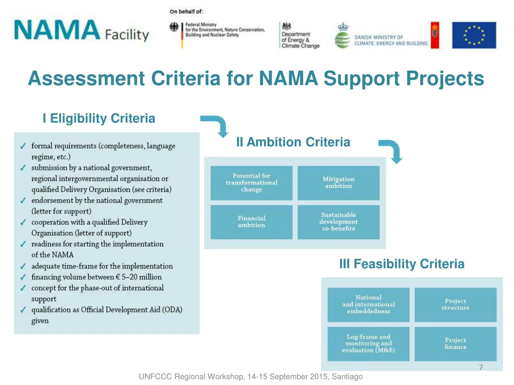 assessment criteria for nama support projects