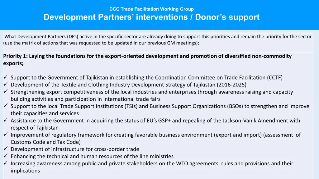 dcc trade facilitation working group
