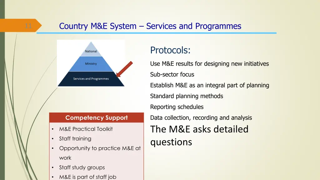 country m e system services and programmes