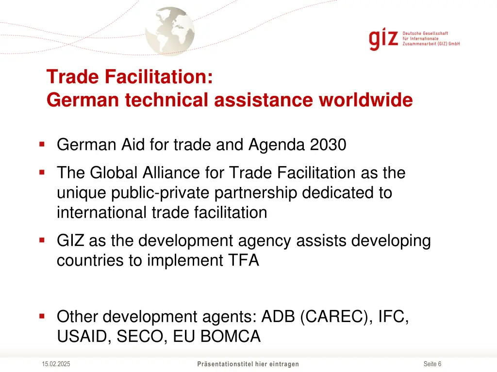 trade facilitation german technical assistance