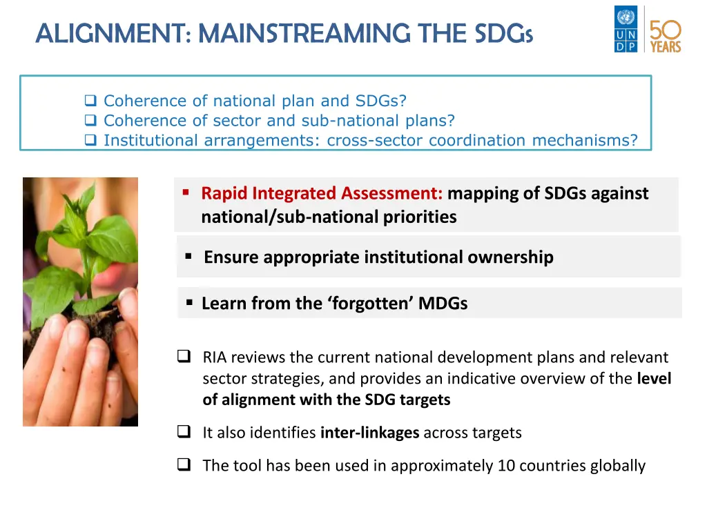 alignment mainstreaming the sdgs