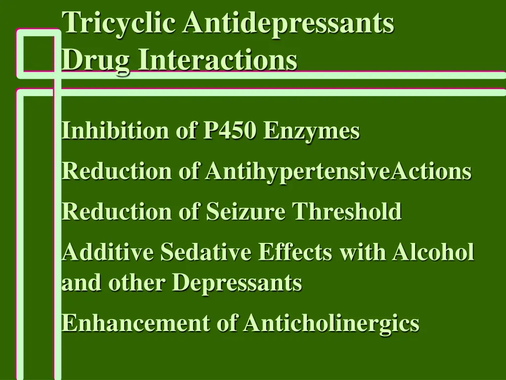 tricyclic antidepressants drug interactions