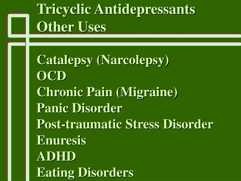tricyclic antidepressants other uses