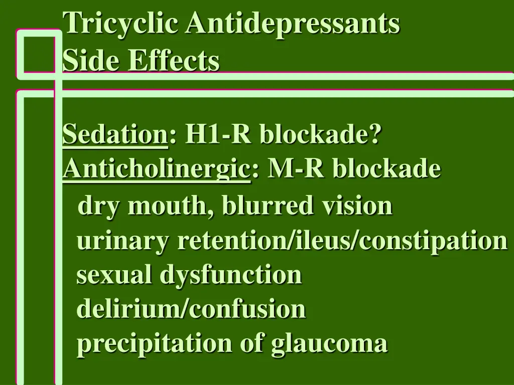 tricyclic antidepressants side effects
