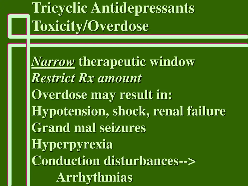 tricyclic antidepressants toxicity overdose