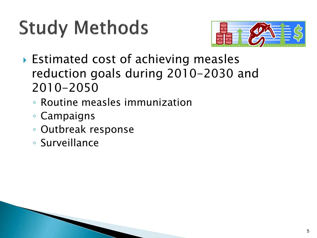 estimated cost of achieving measles reduction