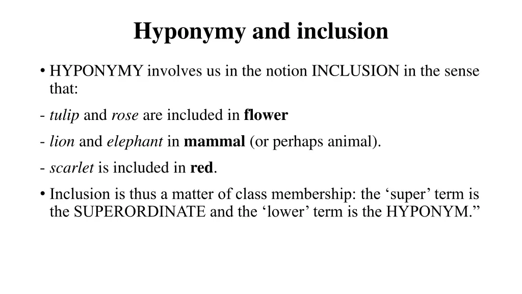 hyponymy and inclusion
