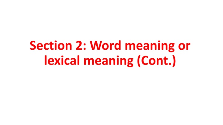 section 2 word meaning or lexical meaning cont
