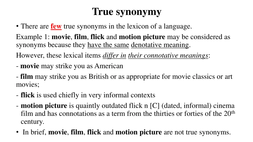 true synonymy