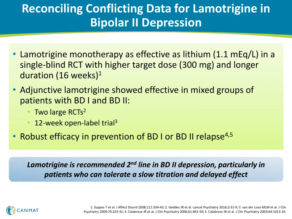 reconciling conflicting data for lamotrigine