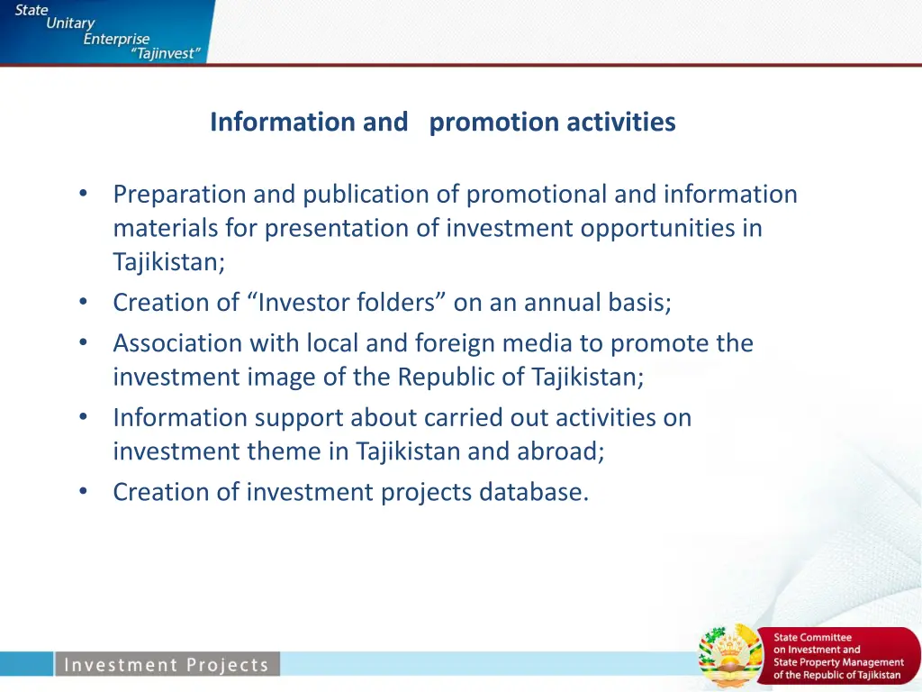 information and promotion activities