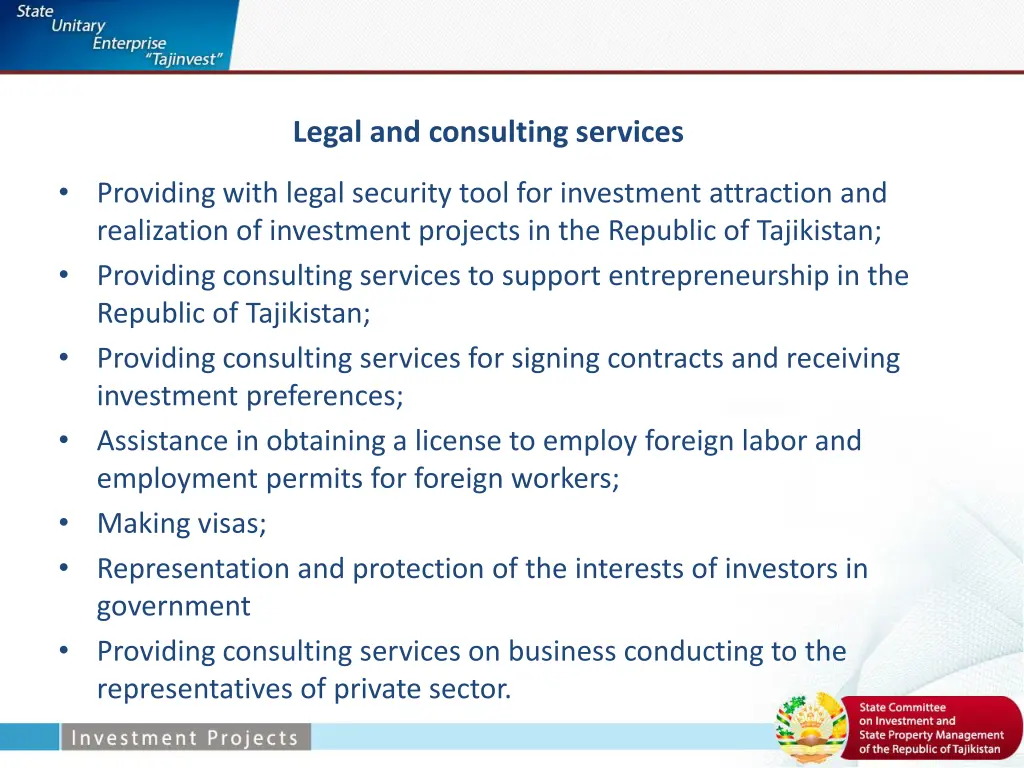 legal and consulting services