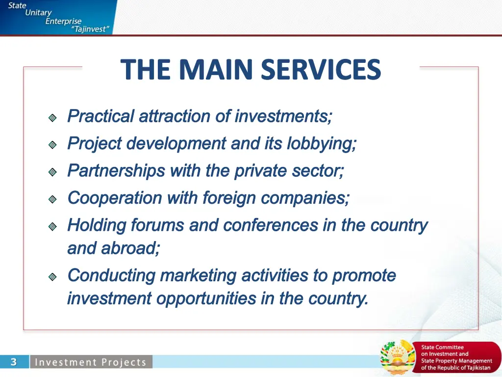 the main services