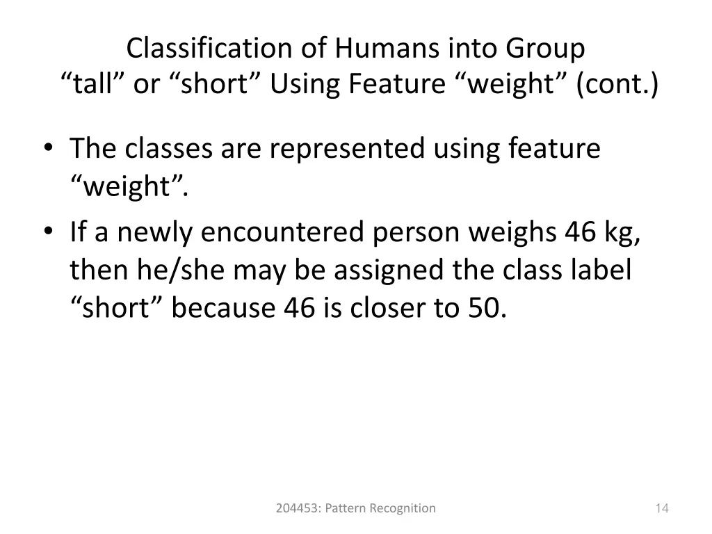 classification of humans into group tall or short 2