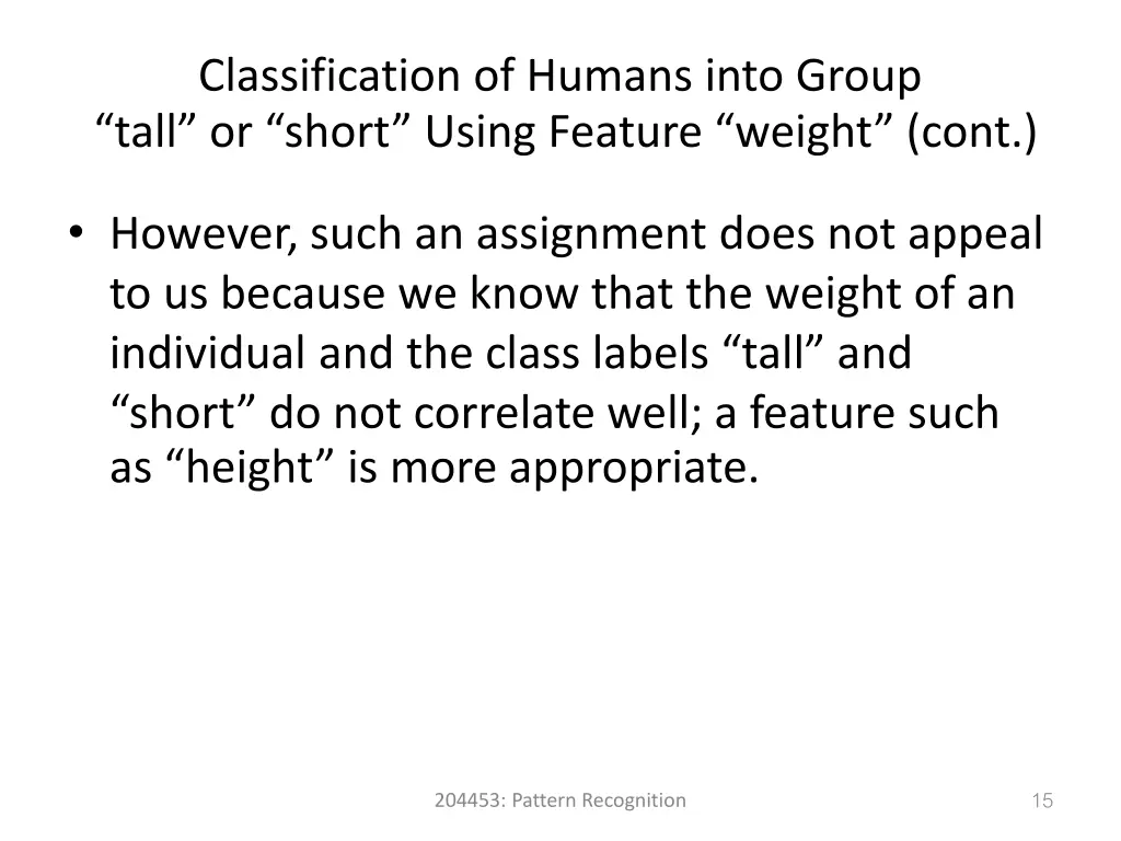 classification of humans into group tall or short 3