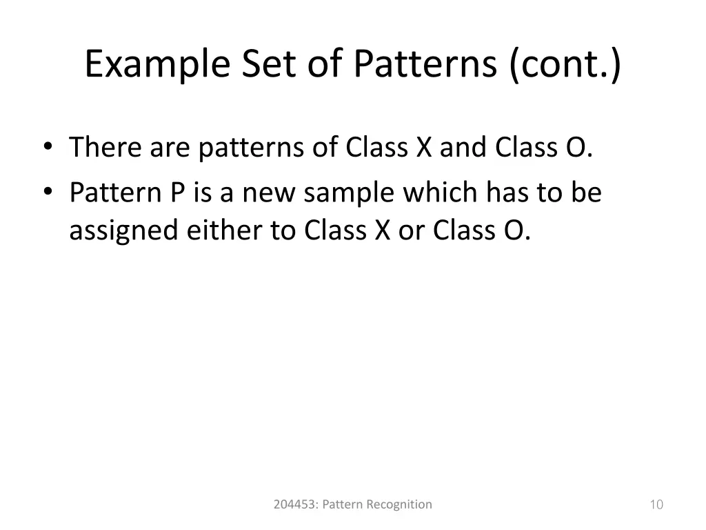 example set of patterns cont
