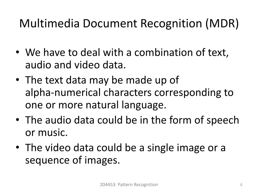 multimedia document recognition mdr