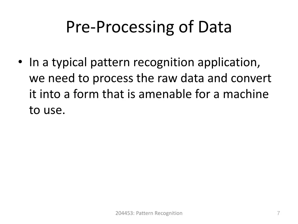 pre processing of data
