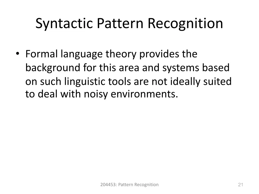 syntactic pattern recognition