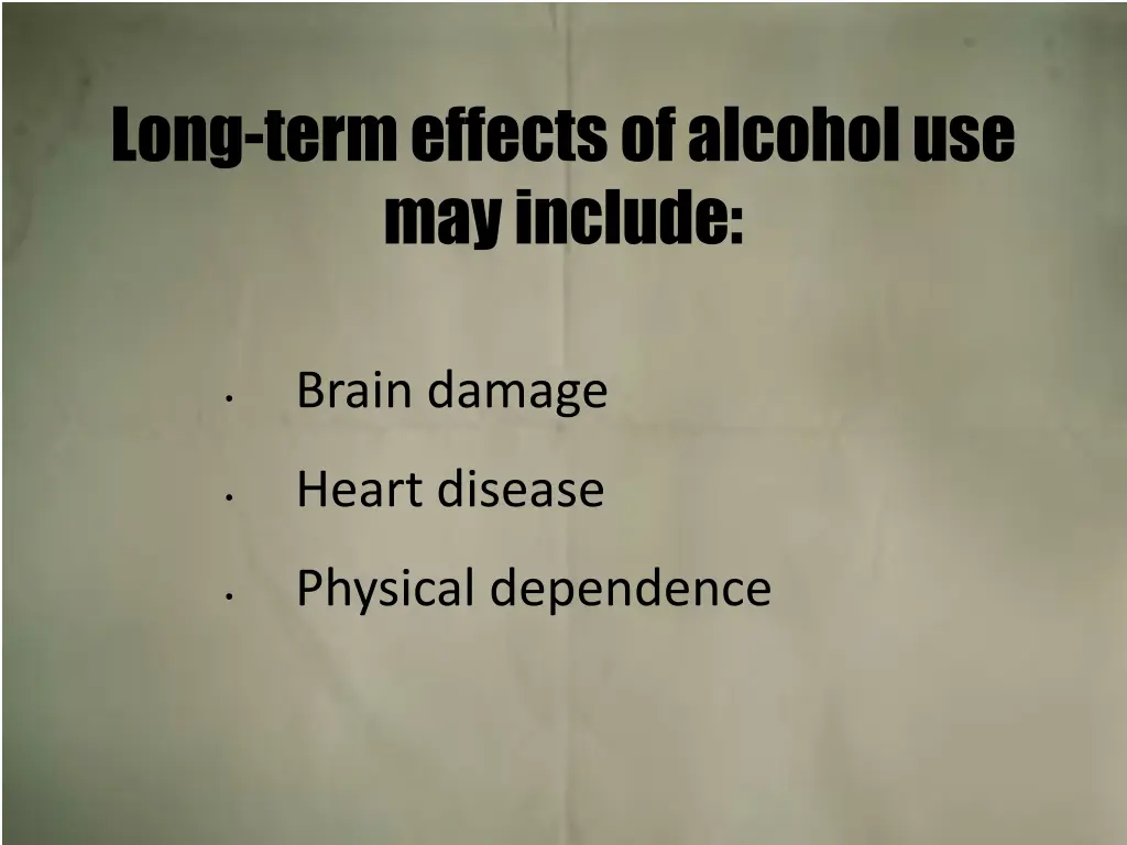 long term effects of alcohol use may include