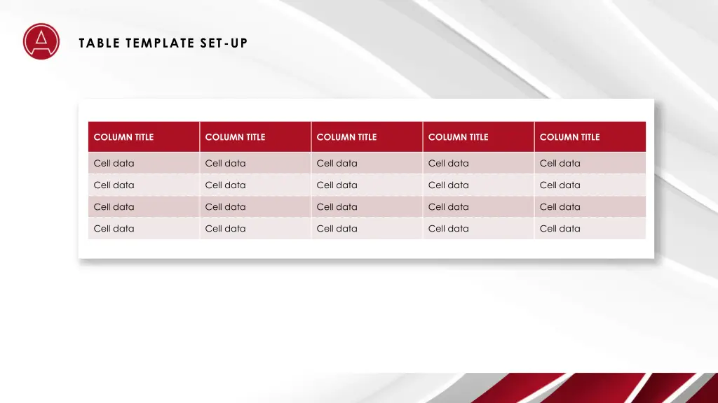 table template set up