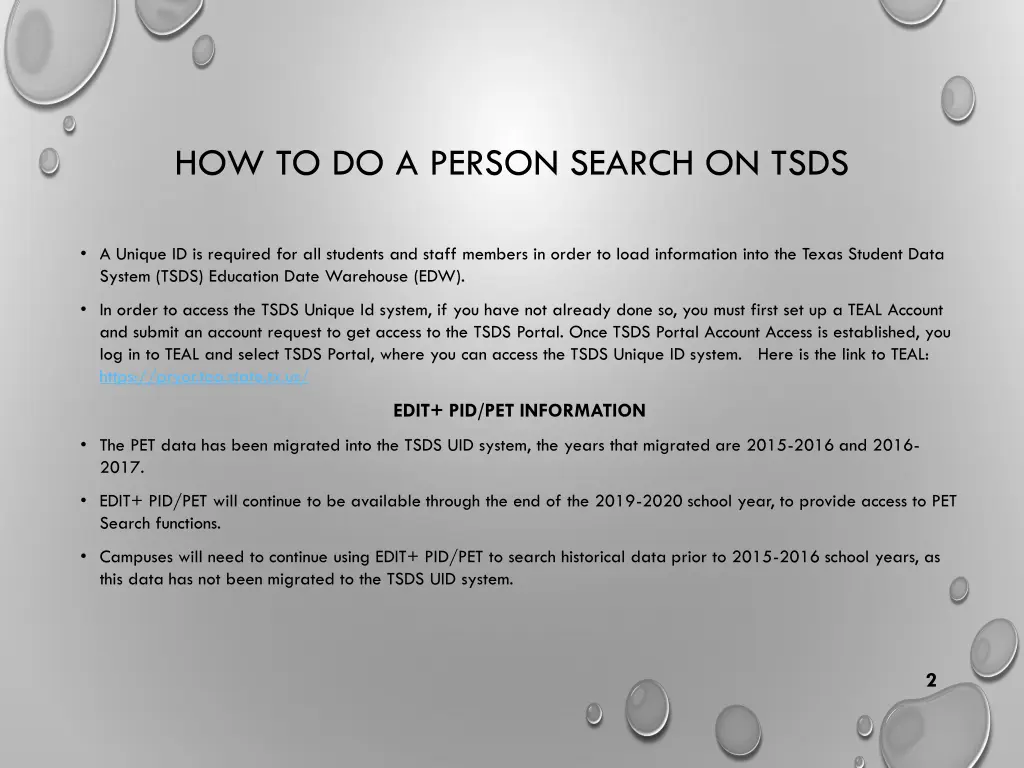how to do a person search on tsds