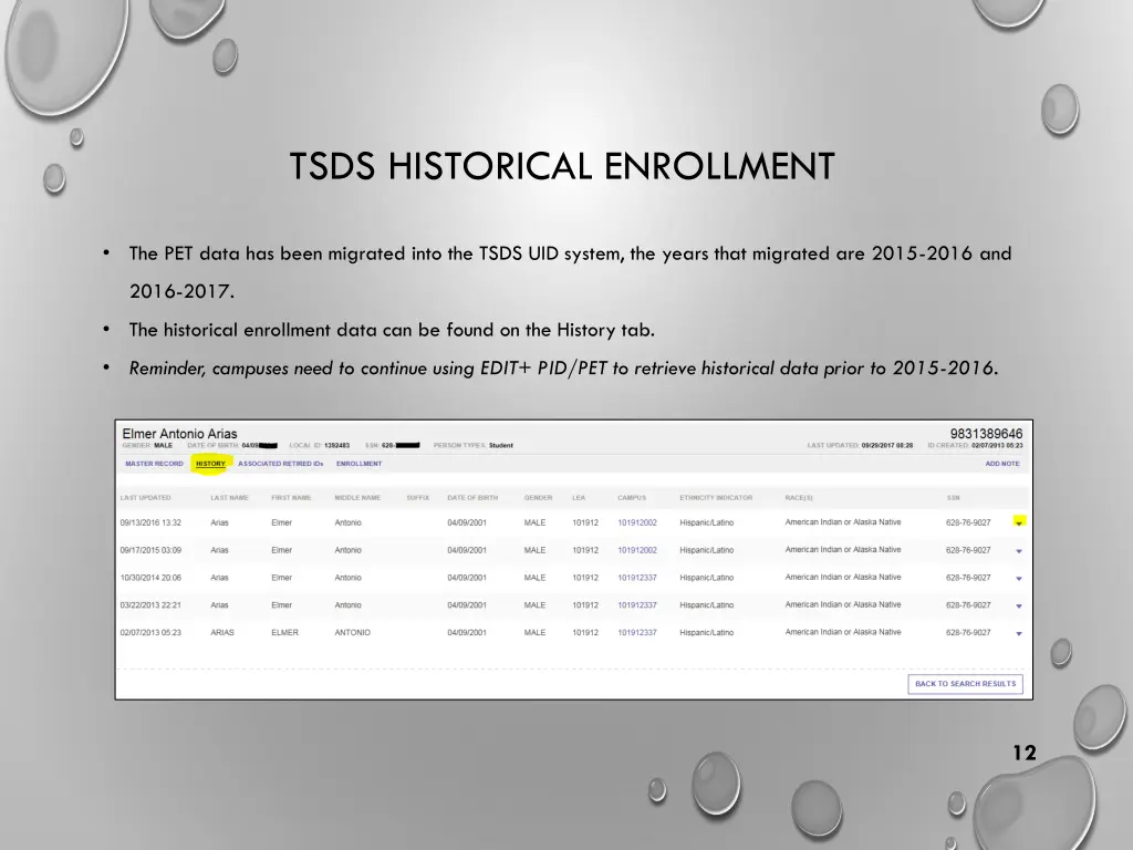 tsds historical enrollment