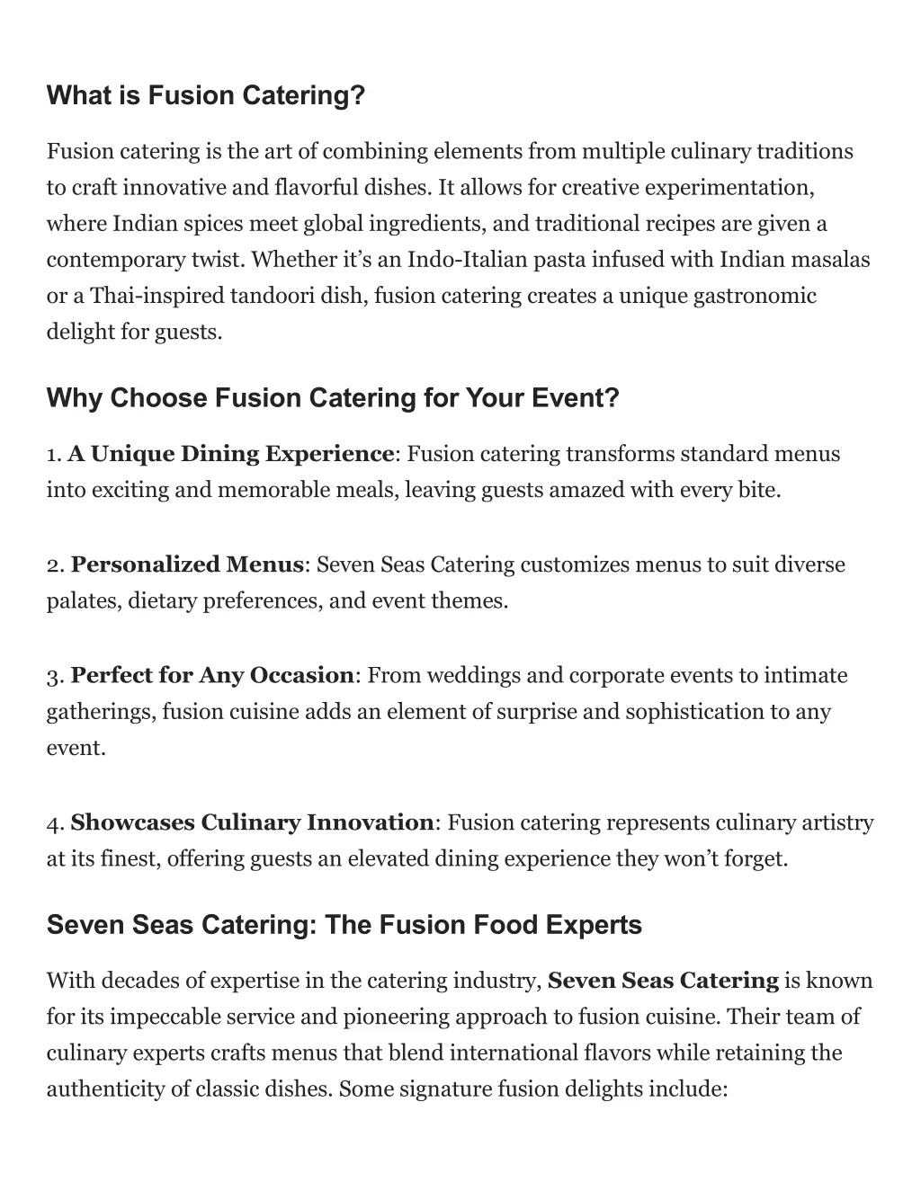 what is fusion catering