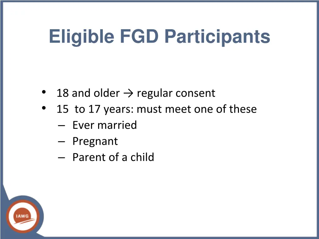 eligible fgd participants