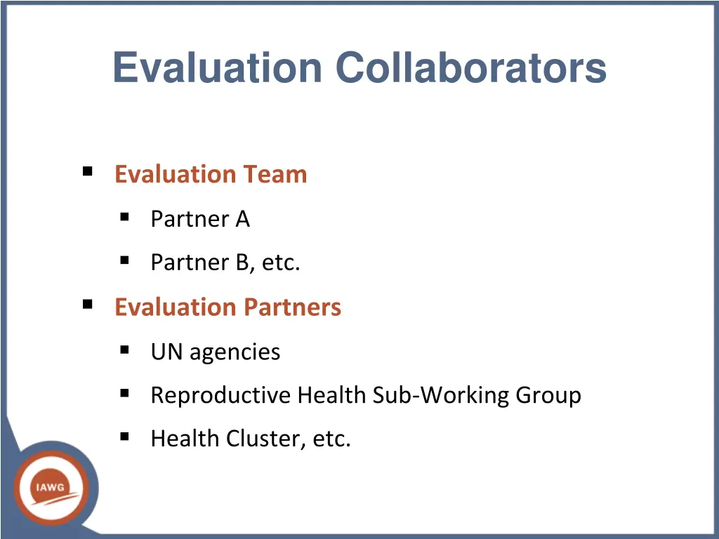 evaluation collaborators